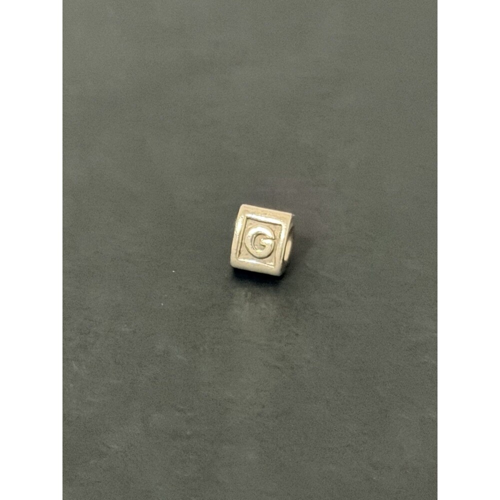 Retired Pandora 925 Sterling Silver "Alpha" Letter G Block Charm